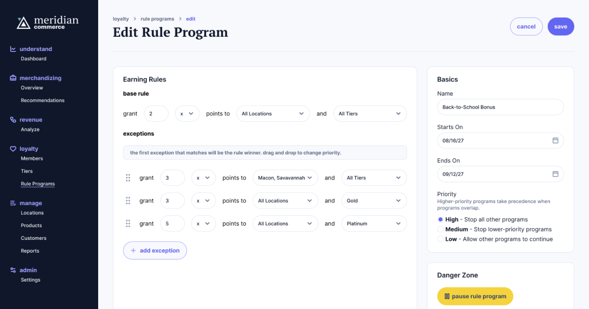 Meridian Commerce Loyalty Rules